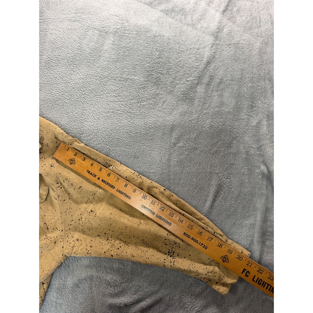 Vera Cristina Vintage 100 Silk Splatter Print Cropped Bomber Jacket Tan Large - Picture 10 of 11